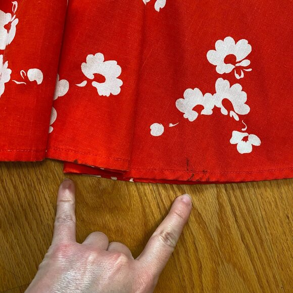 Vintage handmade red & white floral midi circle skirt sleeveless dress pockets - Picture 12 of 12